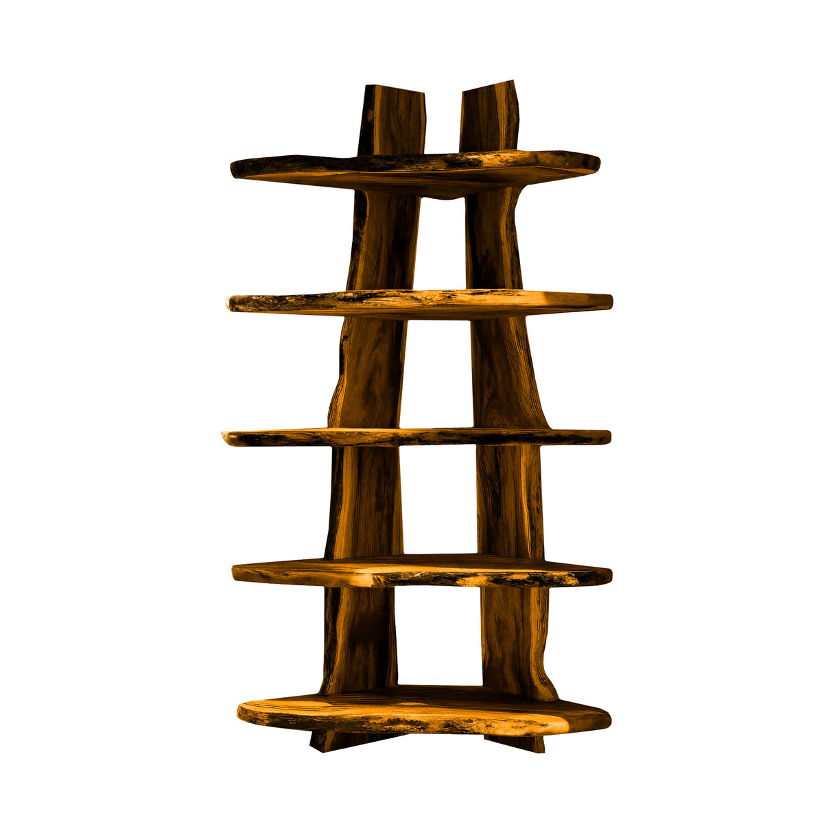 Forestline Live Edge Solid Wood Corner Bookshelf Teak - Timberustic Bookshelf