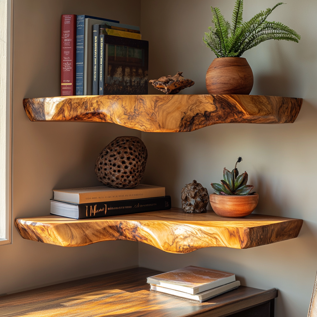 Halvren Live Edge Solid Wood Floating Shelf SPA520520 - Timberustic Floating Shelf