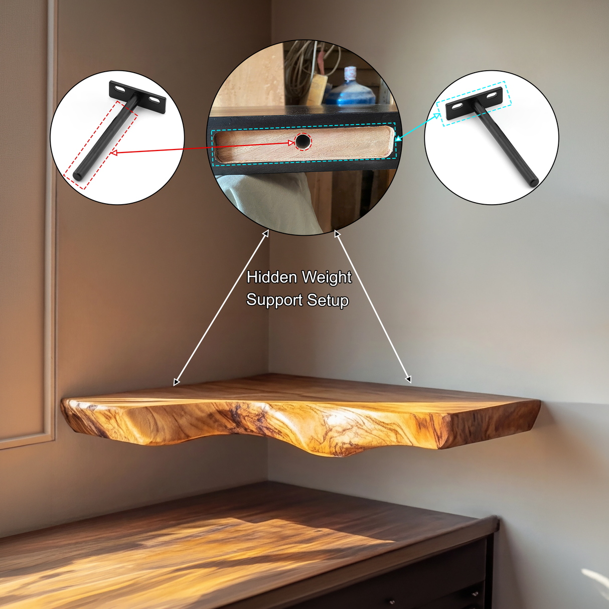 Halvren Live Edge Solid Wood Floating Shelf SPA520520 - Timberustic Floating Shelf