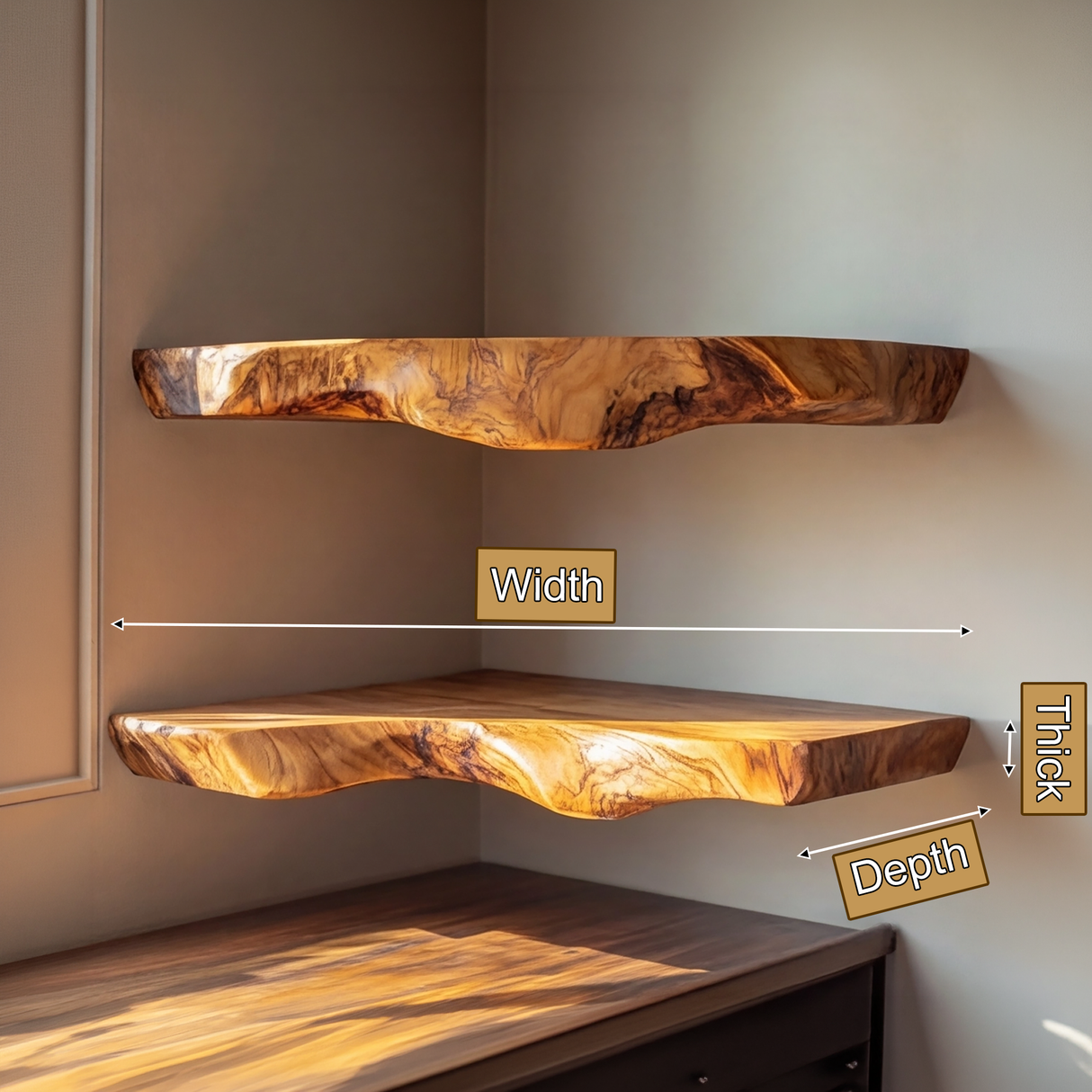 Halvren Live Edge Solid Wood Floating Shelf SPA520520 - Timberustic Floating Shelf