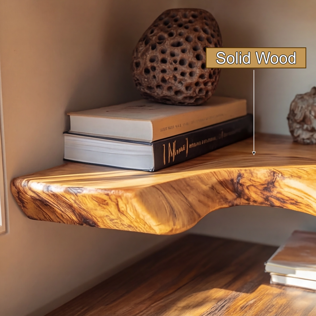 Halvren Live Edge Solid Wood Floating Shelf SPA520520 - Timberustic Floating Shelf