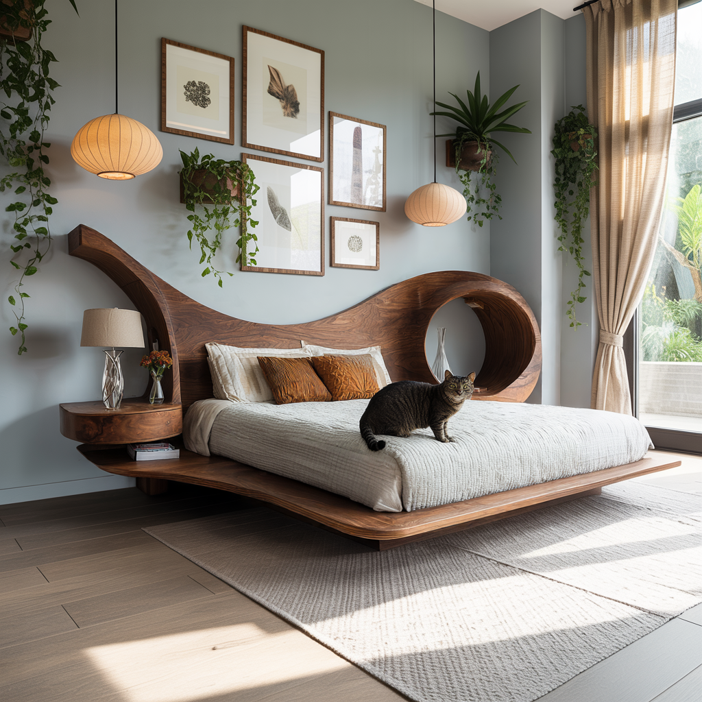 Harmona Organic Flow Solid Wood Headboard and Bed Frame