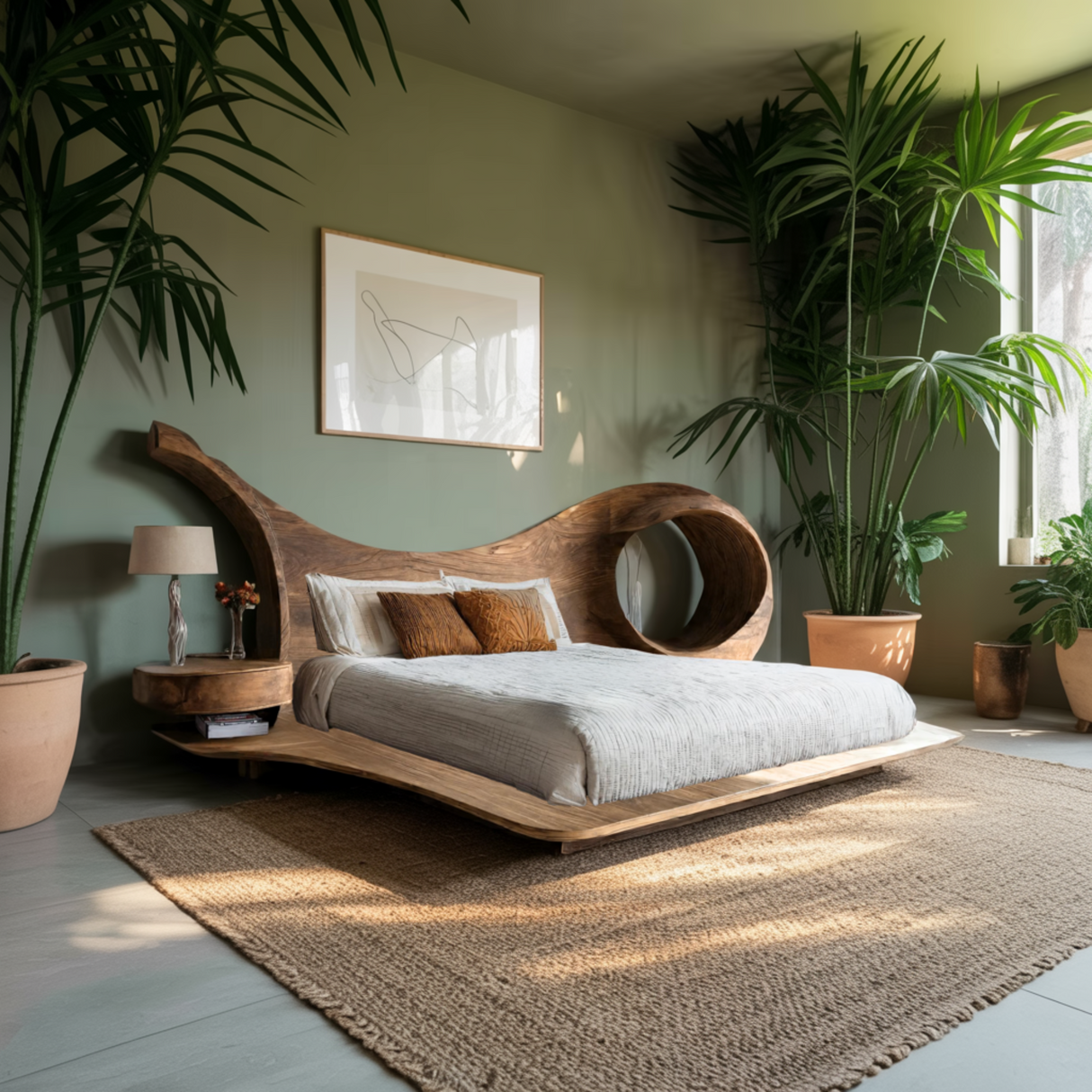 Harmona Organic Flow Solid Wood Headboard and Bed Frame