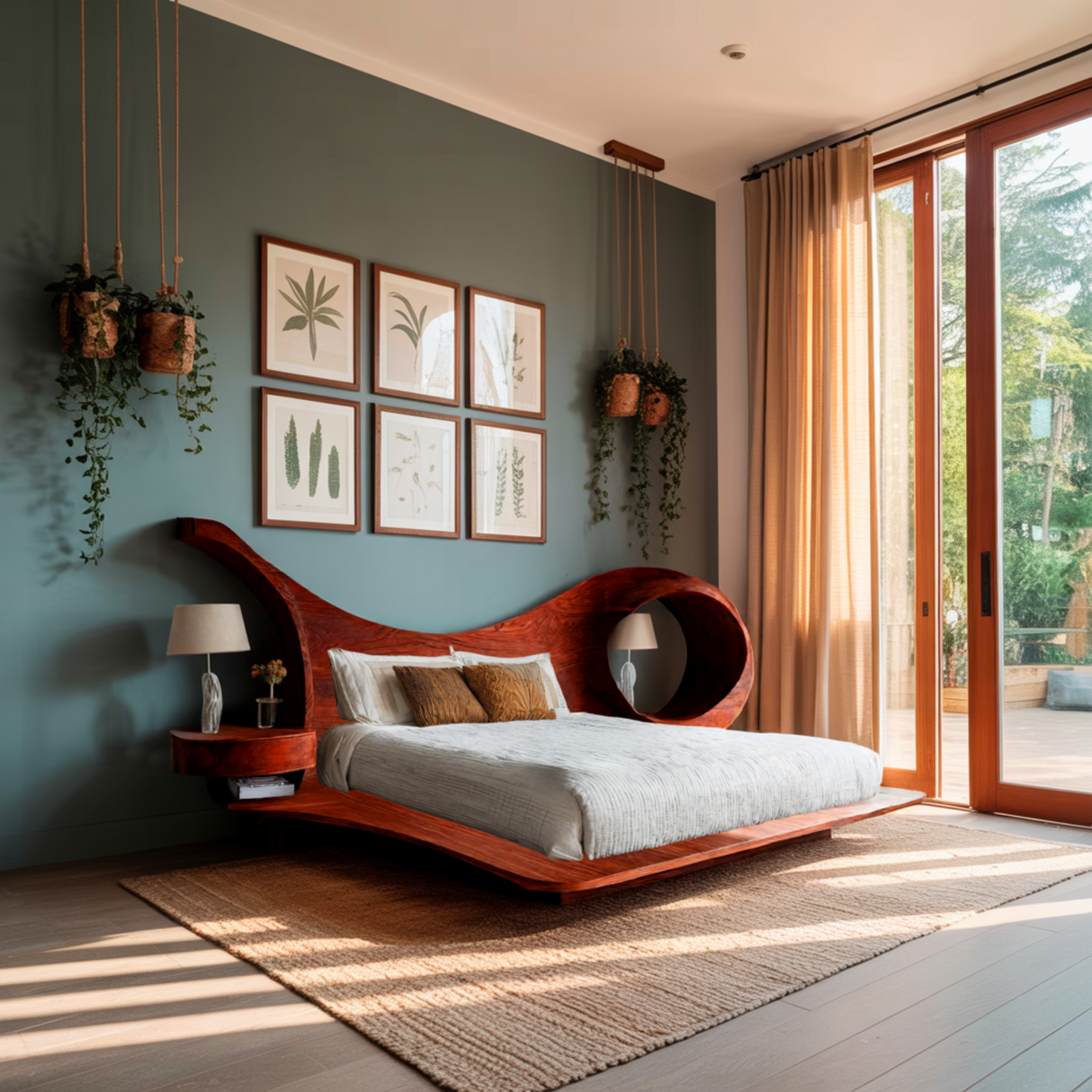 Harmona Organic Flow Solid Wood Headboard and Bed Frame