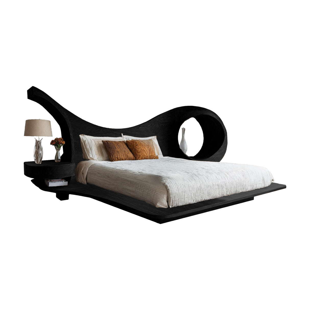 Harmona Organic Flow Solid Wood Headboard and Bed Frame