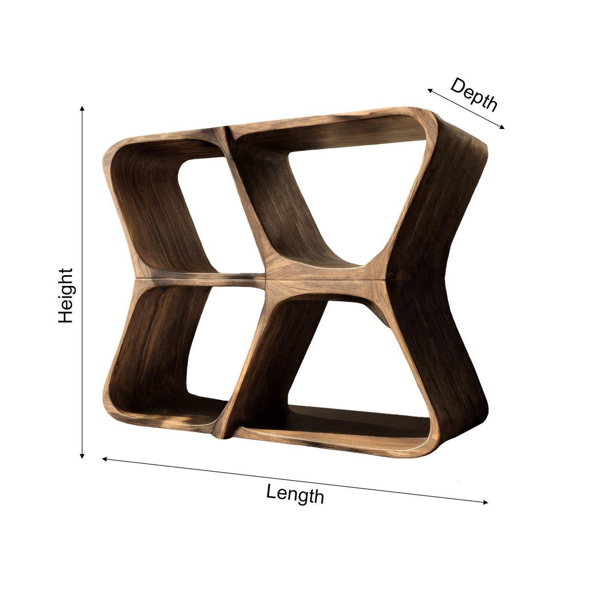Harmona Sculpted Solid Wood Record Player Stand With Storage - Timberustic Record Player Stand With Storage