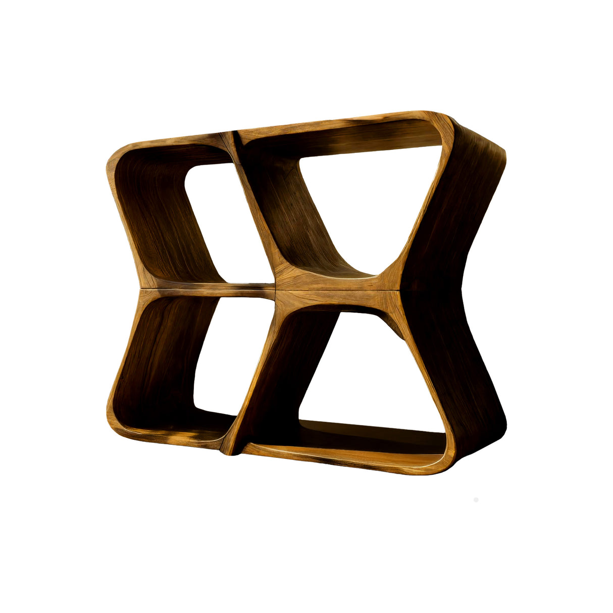Harmona Sculpted Solid Wood Record Player Stand With Storage Teak - Timberustic Record Player Stand With Storage