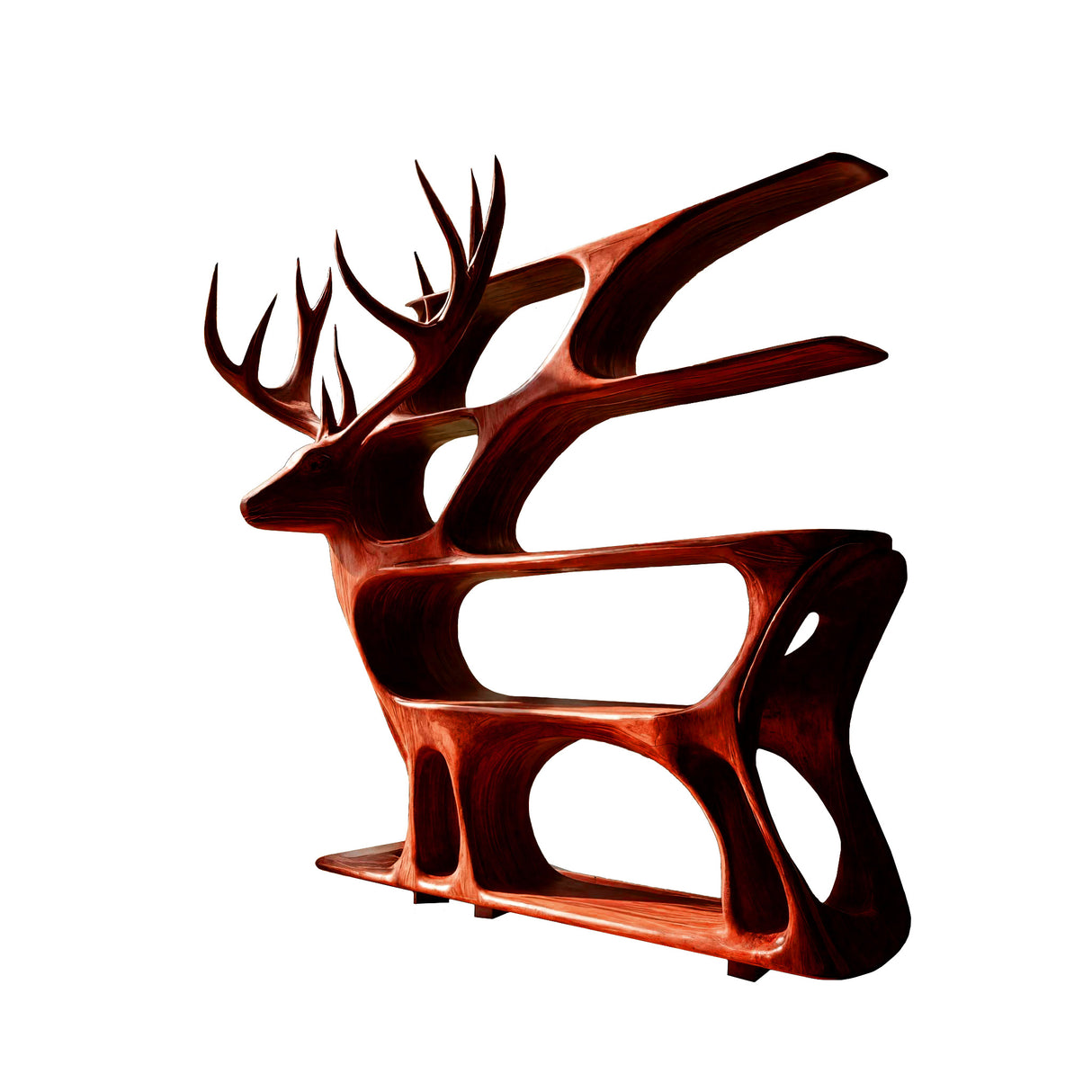 Hartwell Rise Handcrafted Solid Wood Deer Bookshelf Mahogany - Timberustic Bookshelf