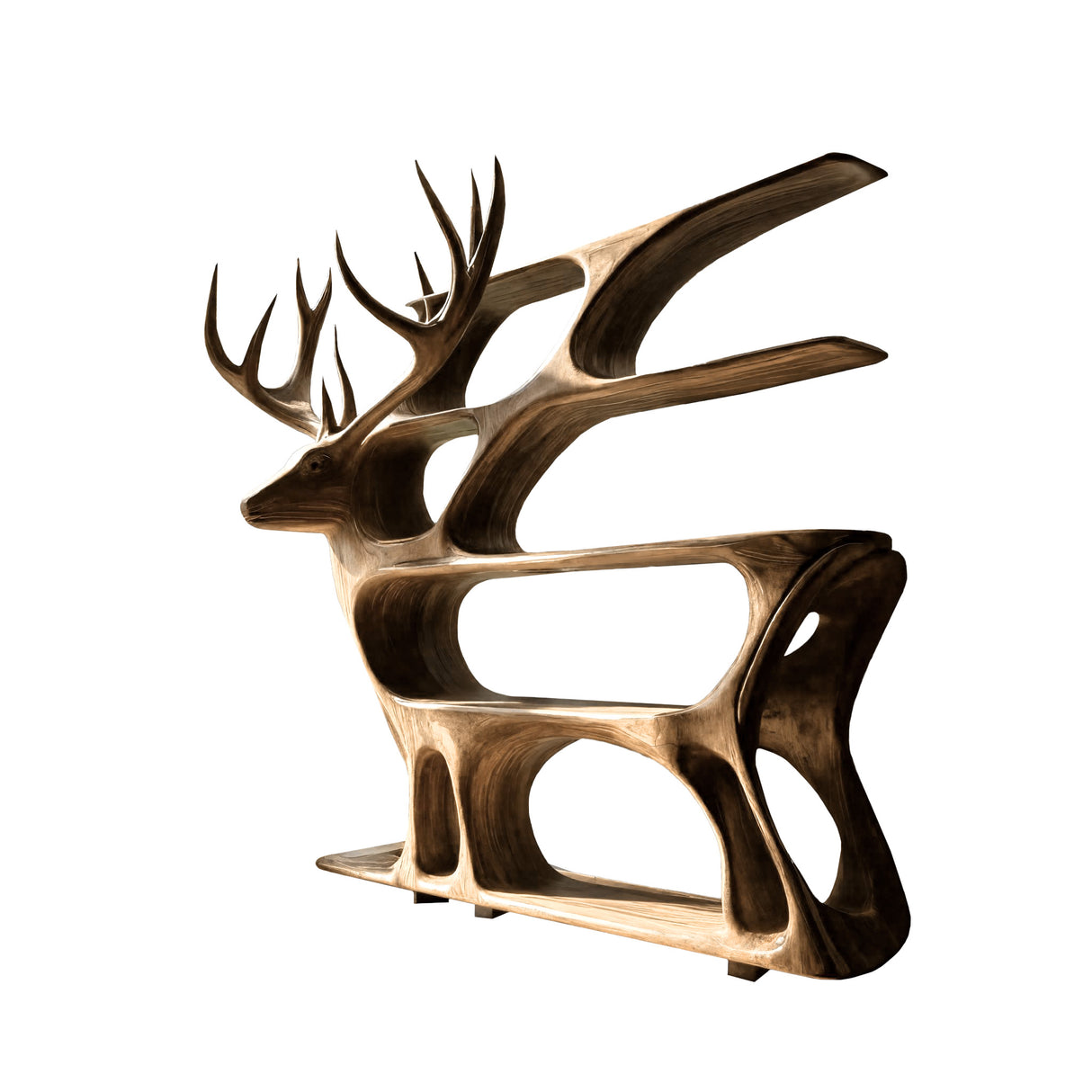 Hartwell Rise Handcrafted Solid Wood Deer Bookshelf Natural Oak - Timberustic Bookshelf
