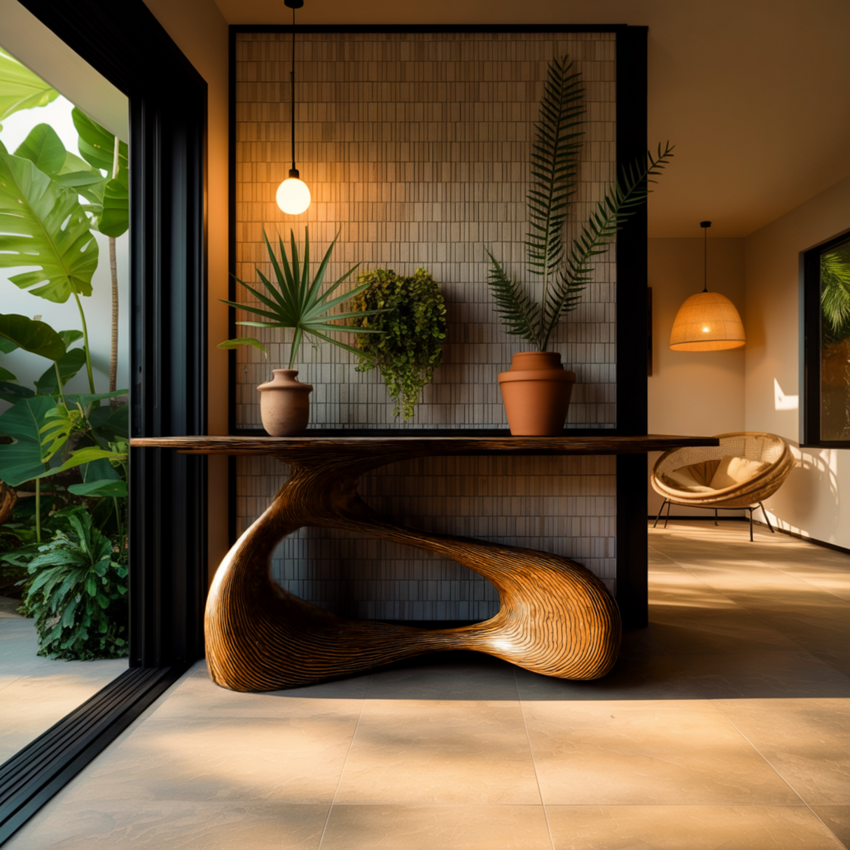 Heliora Loop Live Edge Solid Wood Console Table