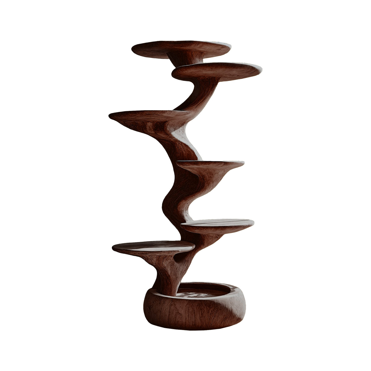 Helix Sculpted Solid Wood Tree-Inspired Cat Tree Shelf Dark Walnut - Timberustic Tree-Inspired Cat Tree Shelf