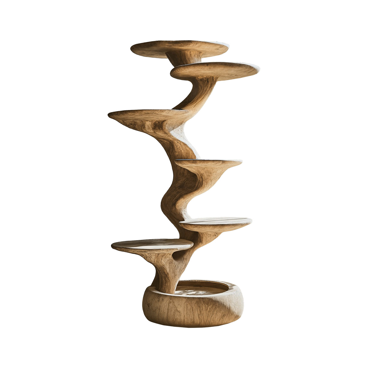 Helix Sculpted Solid Wood Tree-Inspired Cat Tree Shelf Natural Oak - Timberustic Tree-Inspired Cat Tree Shelf