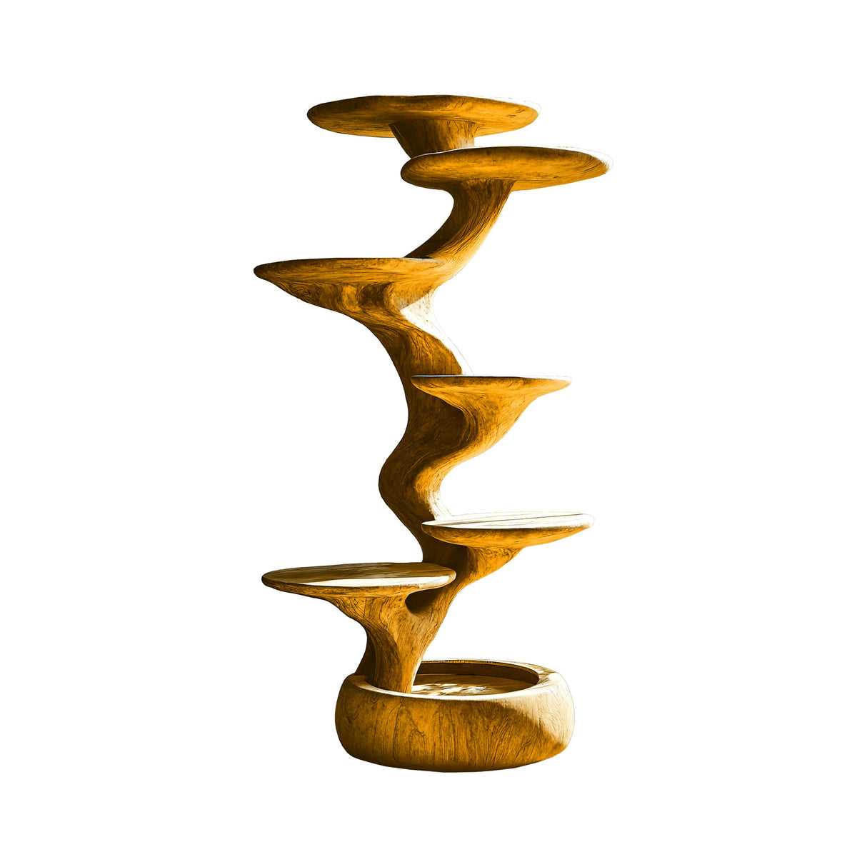 Helix Sculpted Solid Wood Tree-Inspired Cat Tree Shelf Teak - Timberustic Tree-Inspired Cat Tree Shelf