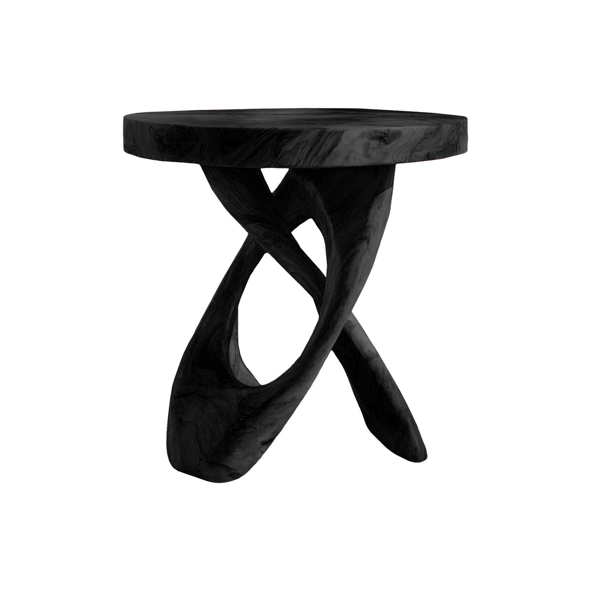 Helixcrest Sculpted Solid Wood Side Table Black - Timberustic Side Table
