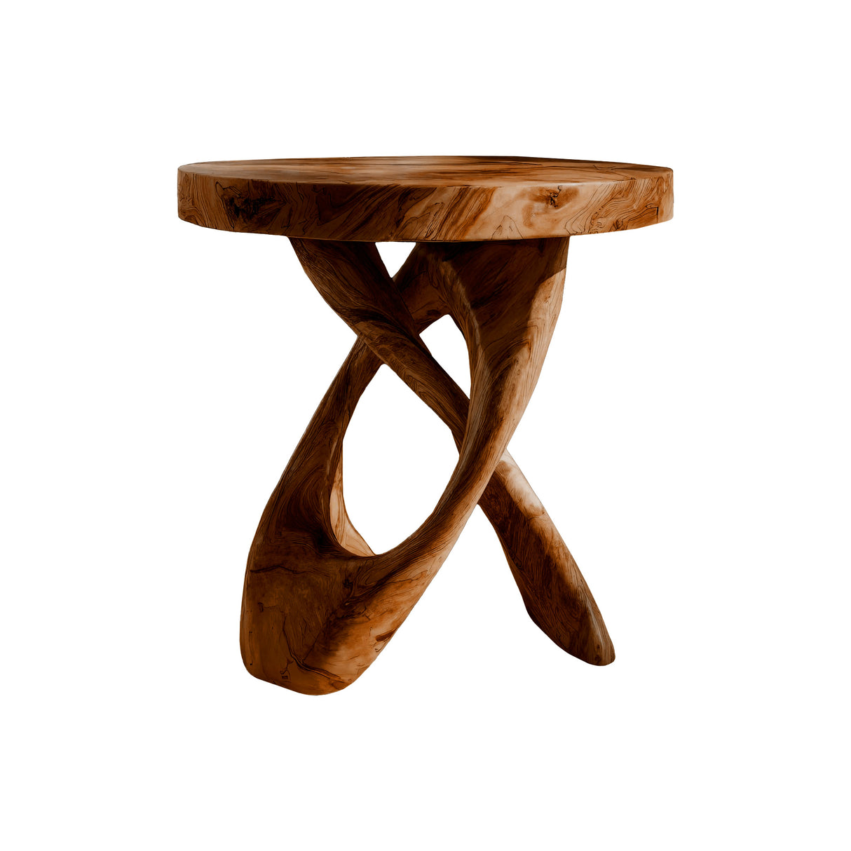 Helixcrest Sculpted Solid Wood Side Table Brown - Timberustic Side Table
