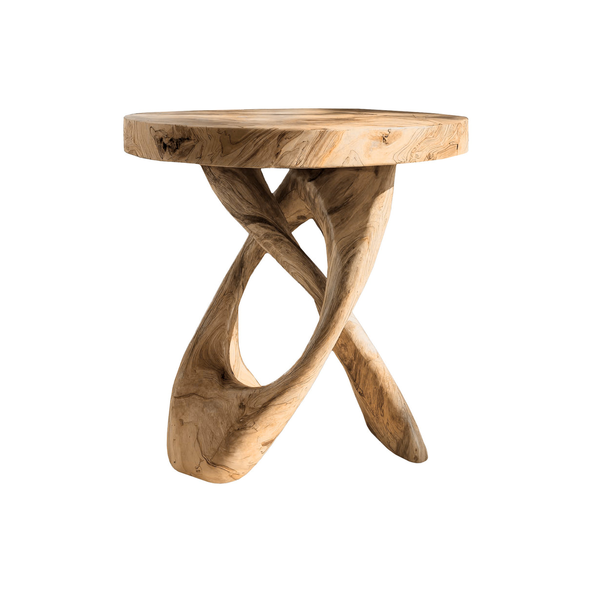 Helixcrest Sculpted Solid Wood Side Table Natural Oak - Timberustic Side Table