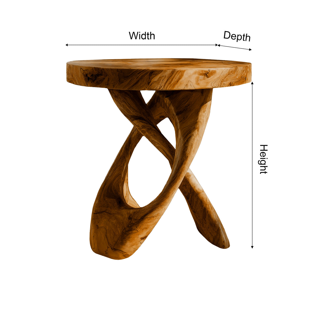 Helixcrest Sculpted Solid Wood Side Table - Timberustic Side Table