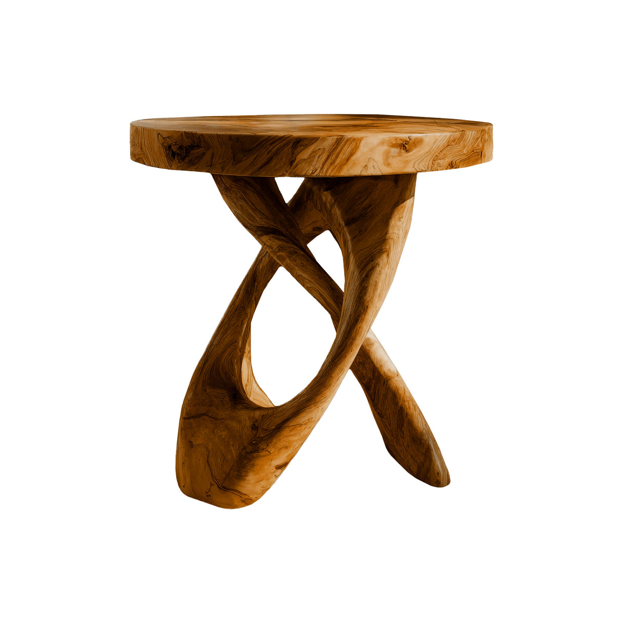 Helixcrest Sculpted Solid Wood Side Table Teak - Timberustic Side Table