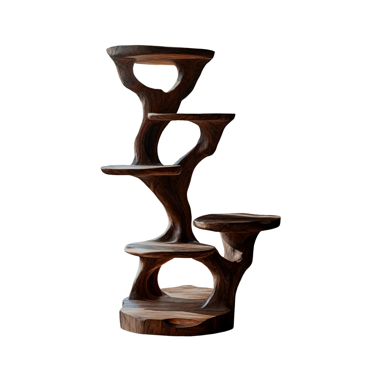 Holloway Sculpted Solid Wood Tree-Inspired Cat Tree Shelf Dark Walnut - Timberustic Tree-Inspired Cat Tree Shelf