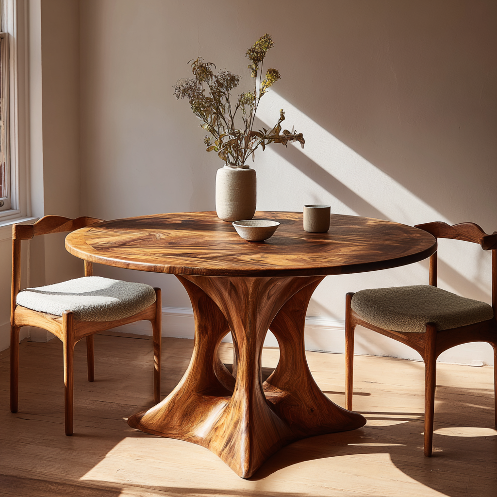 Hollowcrest Sculpted Solid Wood Round Dining Table