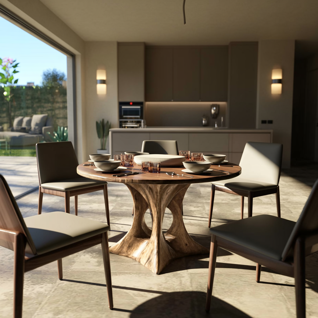 Hollowcrest Sculpted Solid Wood Round Dining Table