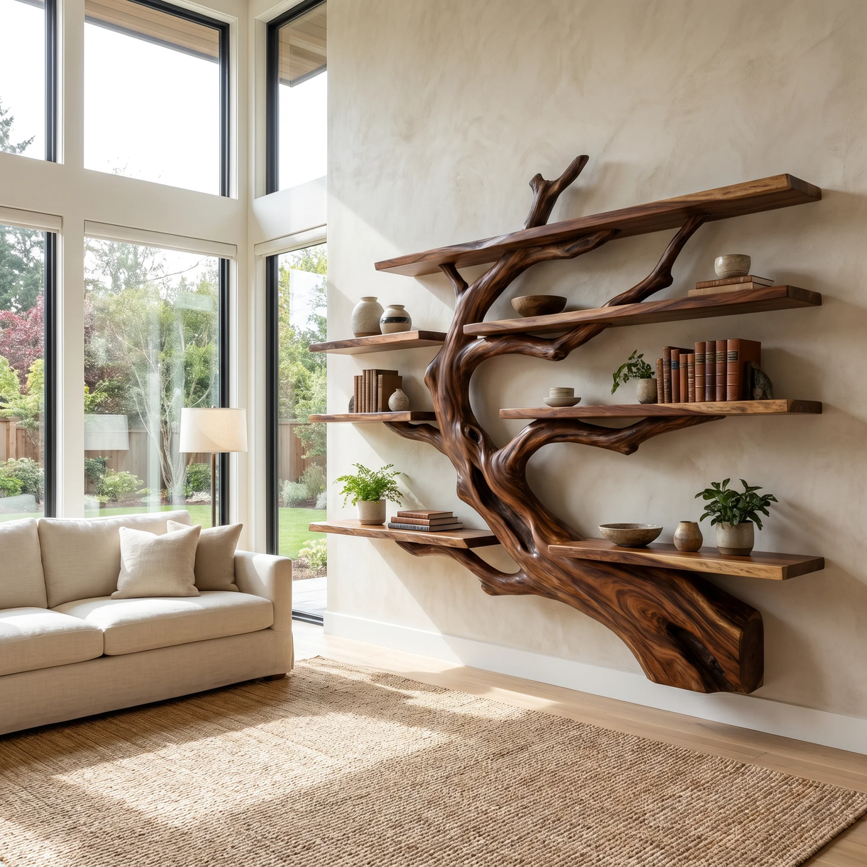 Ironbark Handcrafted Solid Wood Floating Tree Bookshelf