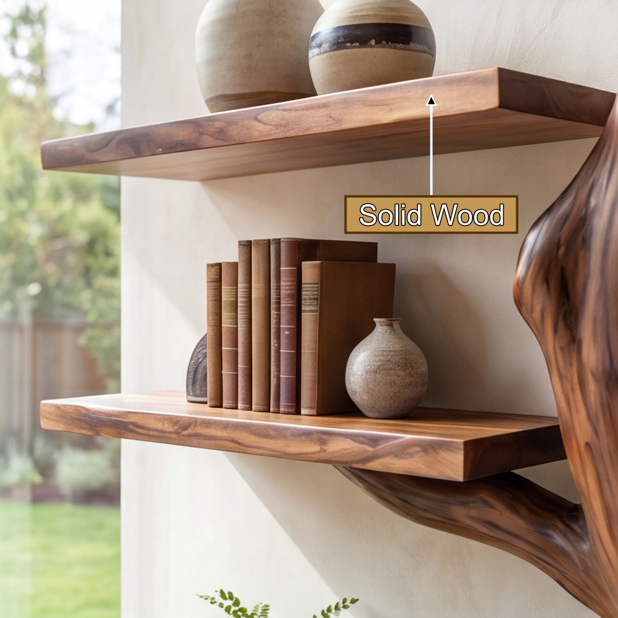 Ironbark Handcrafted Solid Wood Floating Tree Bookshelf