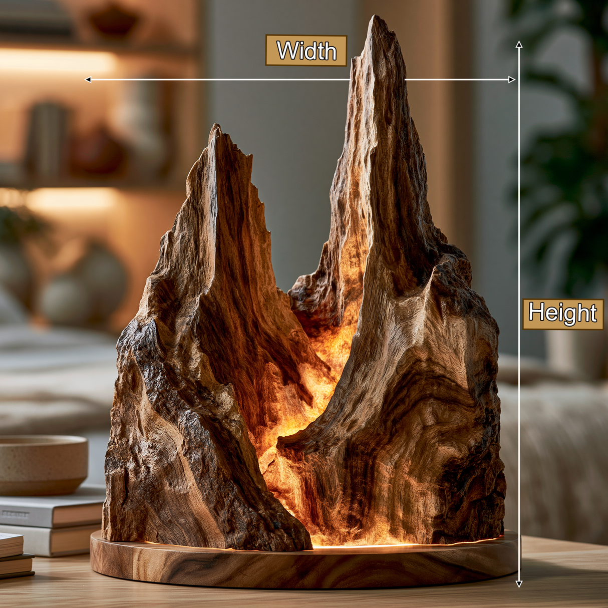 Kaeldrift Sculpted Solid Wood Mountain Table Lamp SPA183590
