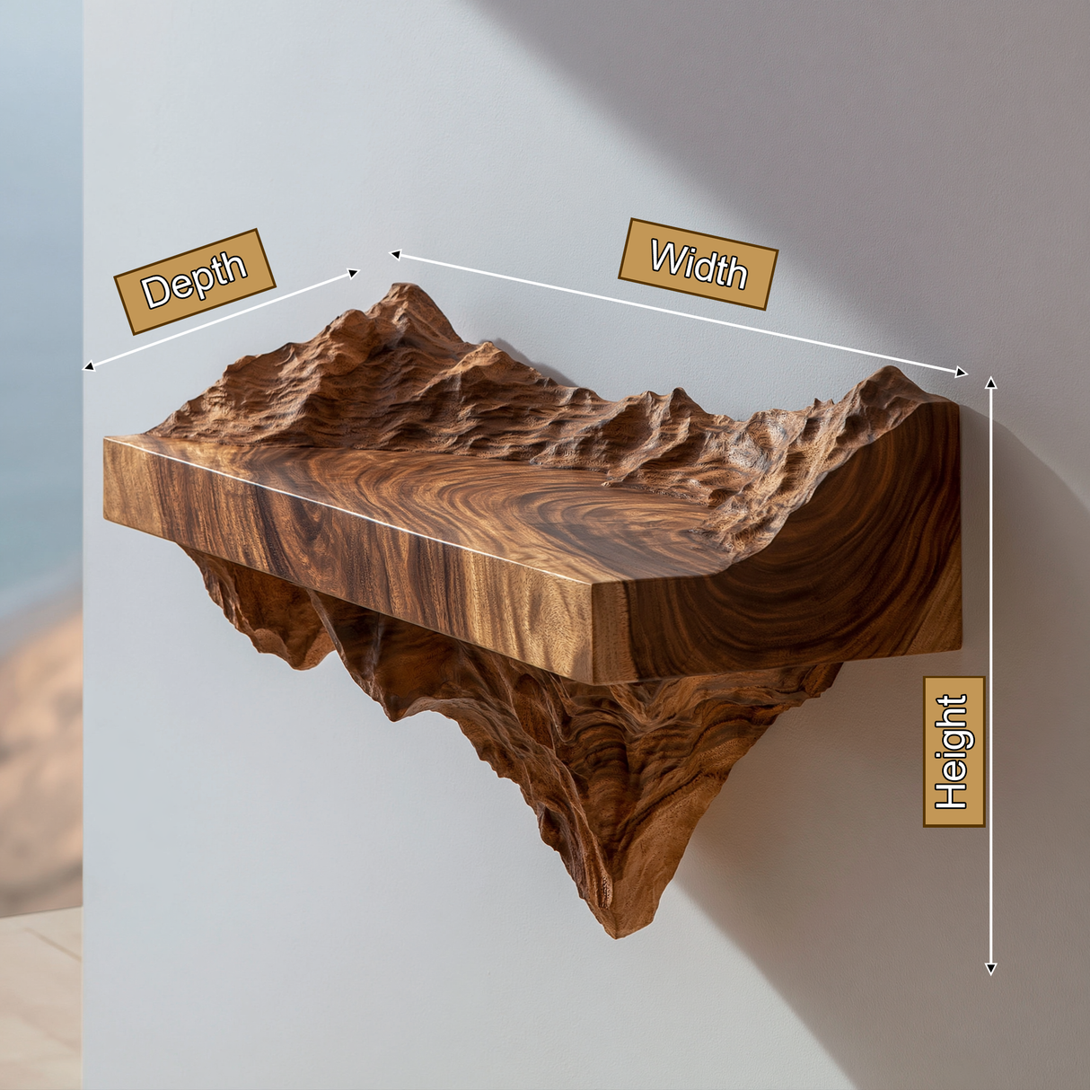 Kaelith Handcrafted Solid Wood Mountain Floating Shelf - Timberustic Floating Shelf