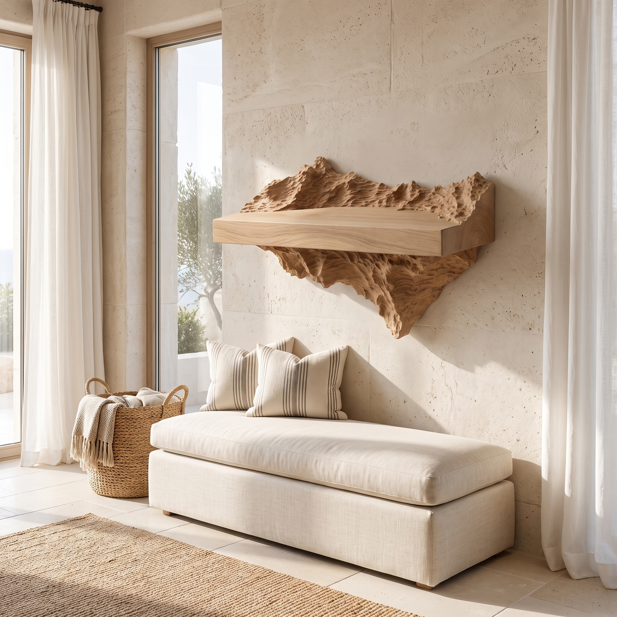Kaelith Handcrafted Solid Wood Mountain Floating Shelf - Timberustic Floating Shelf