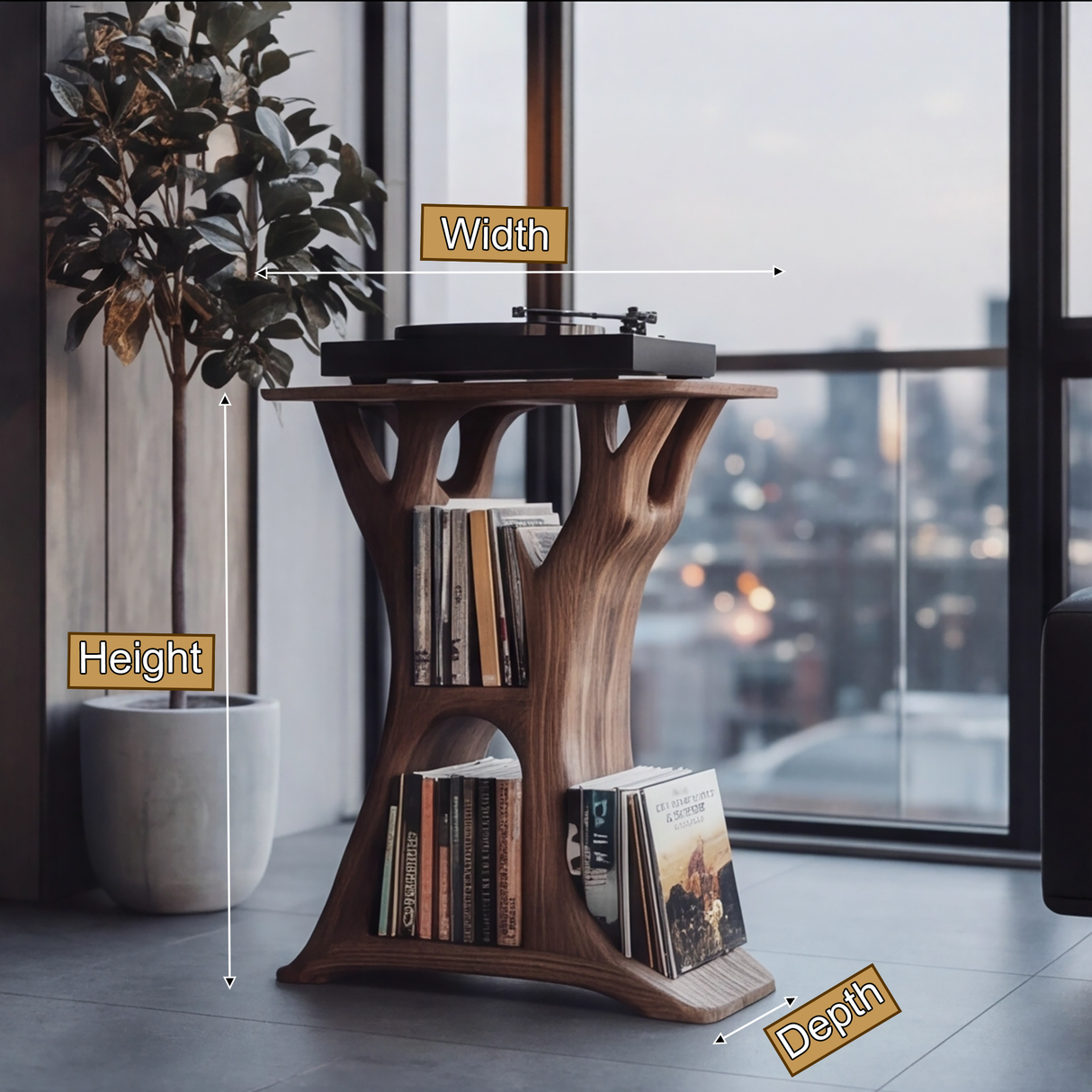 Kaelith Handcrafted Solid Wood Record Player Stand SPA285893
