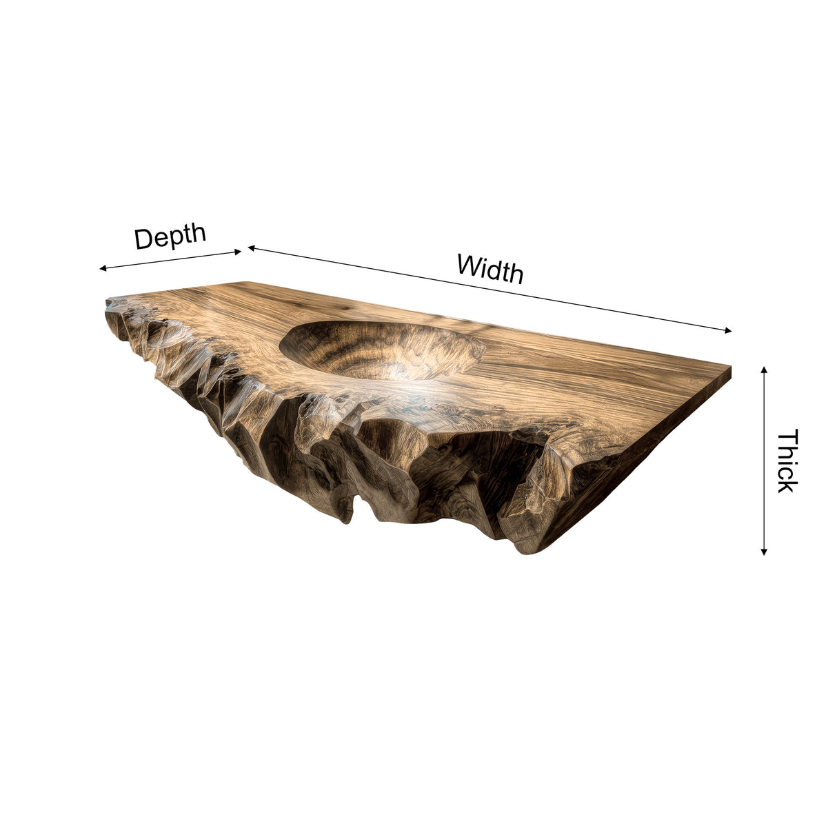 Kaelith Live Edge Solid Wood Floating Bathroom Vanity with Integrated Sink - Timberustic Floating Bathroom Vanity with Integrated Sink