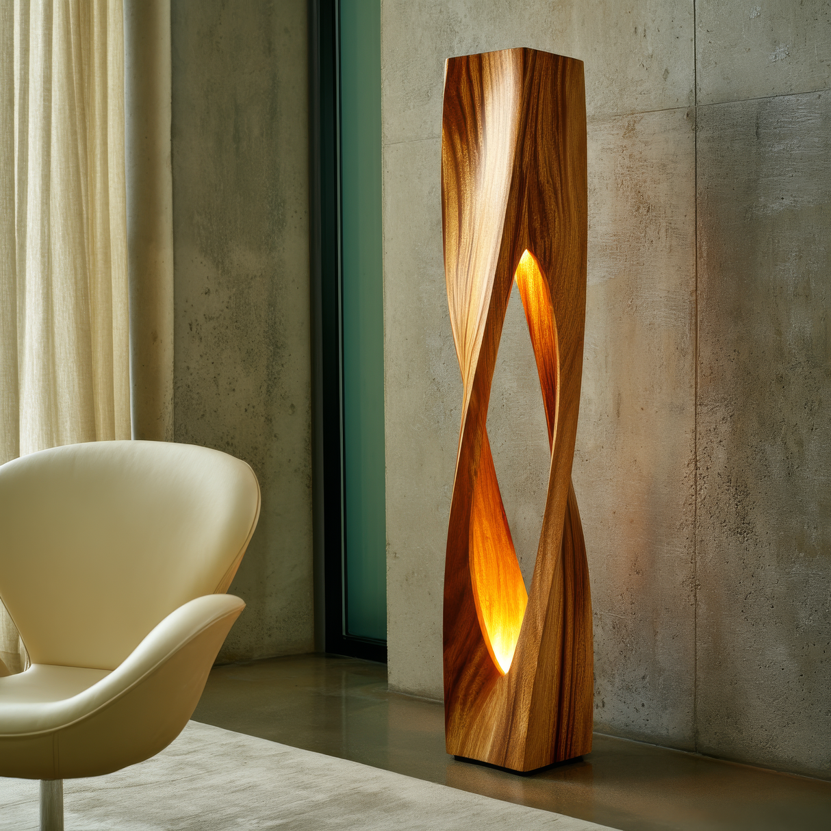 Kaelith Sculpted Integrated LED Wood Floor Lamp - Timberustic Floor Lamp