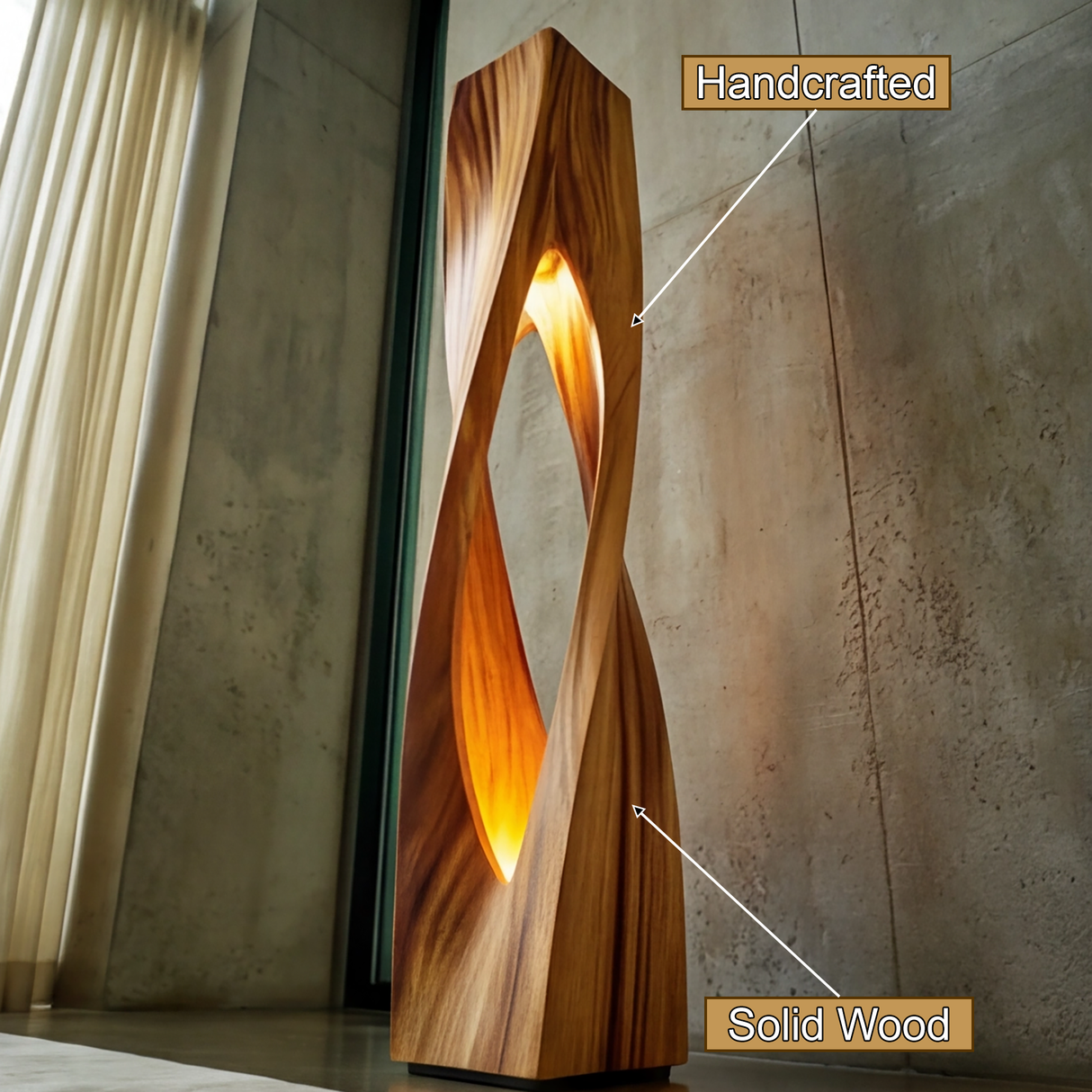 Kaelith Sculpted Integrated LED Wood Floor Lamp - Timberustic Floor Lamp