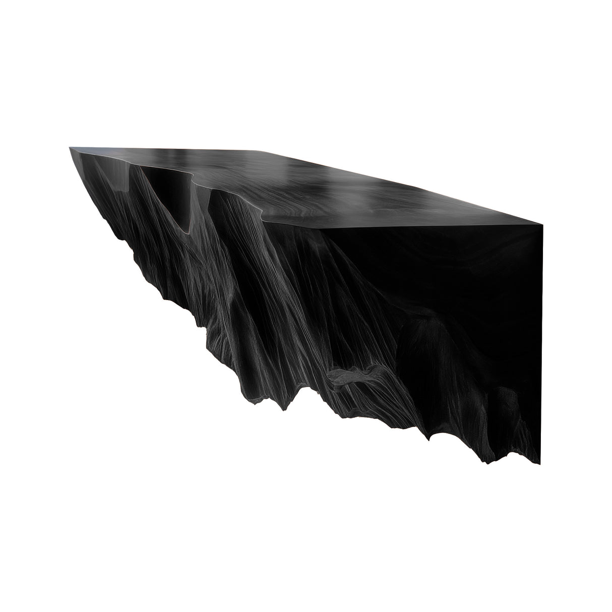 Kaelor Sculpted Solid Wood Mountain Floating Shelf Black - Timberustic Floating Shelf