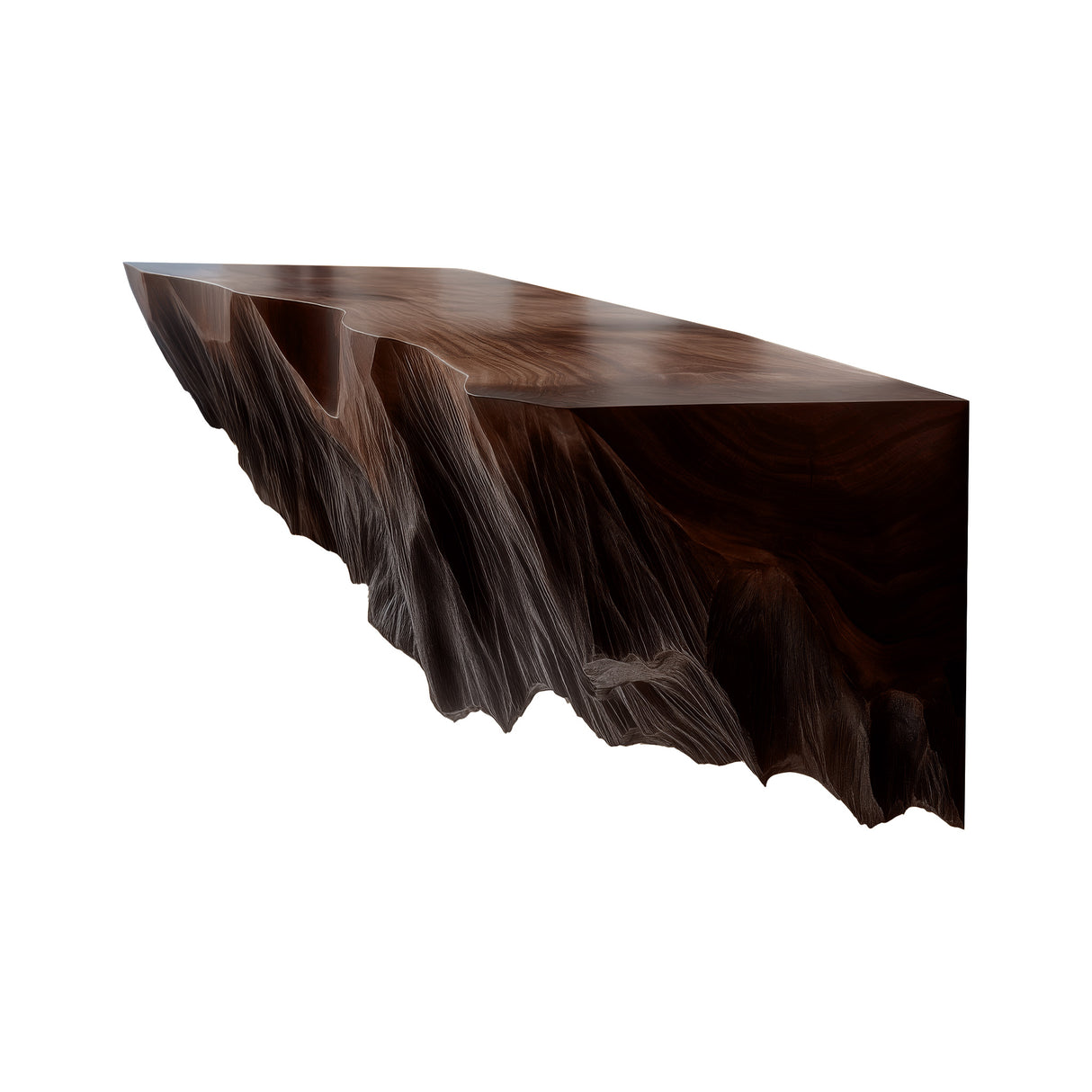 Kaelor Sculpted Solid Wood Mountain Floating Shelf Dark Walnut - Timberustic Floating Shelf