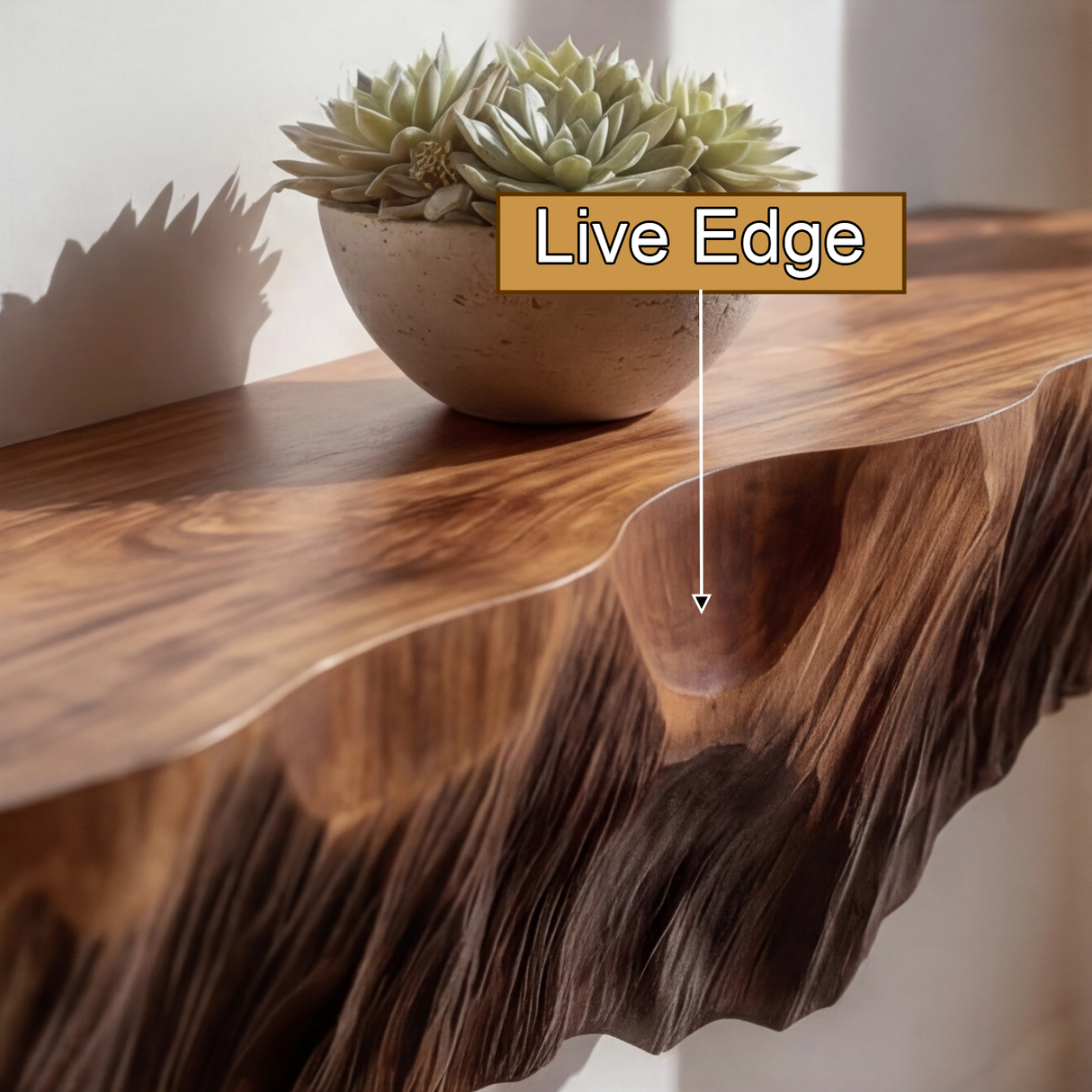 Kaelor Sculpted Solid Wood Mountain Floating Shelf - Timberustic Floating Shelf