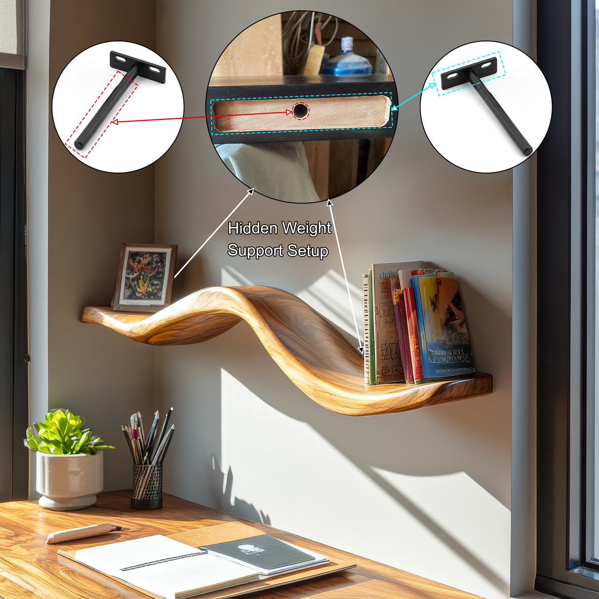 Kaelric Sculpted Solid Wood Floating Shelf SPA963598 - Timberustic Floating Shelf