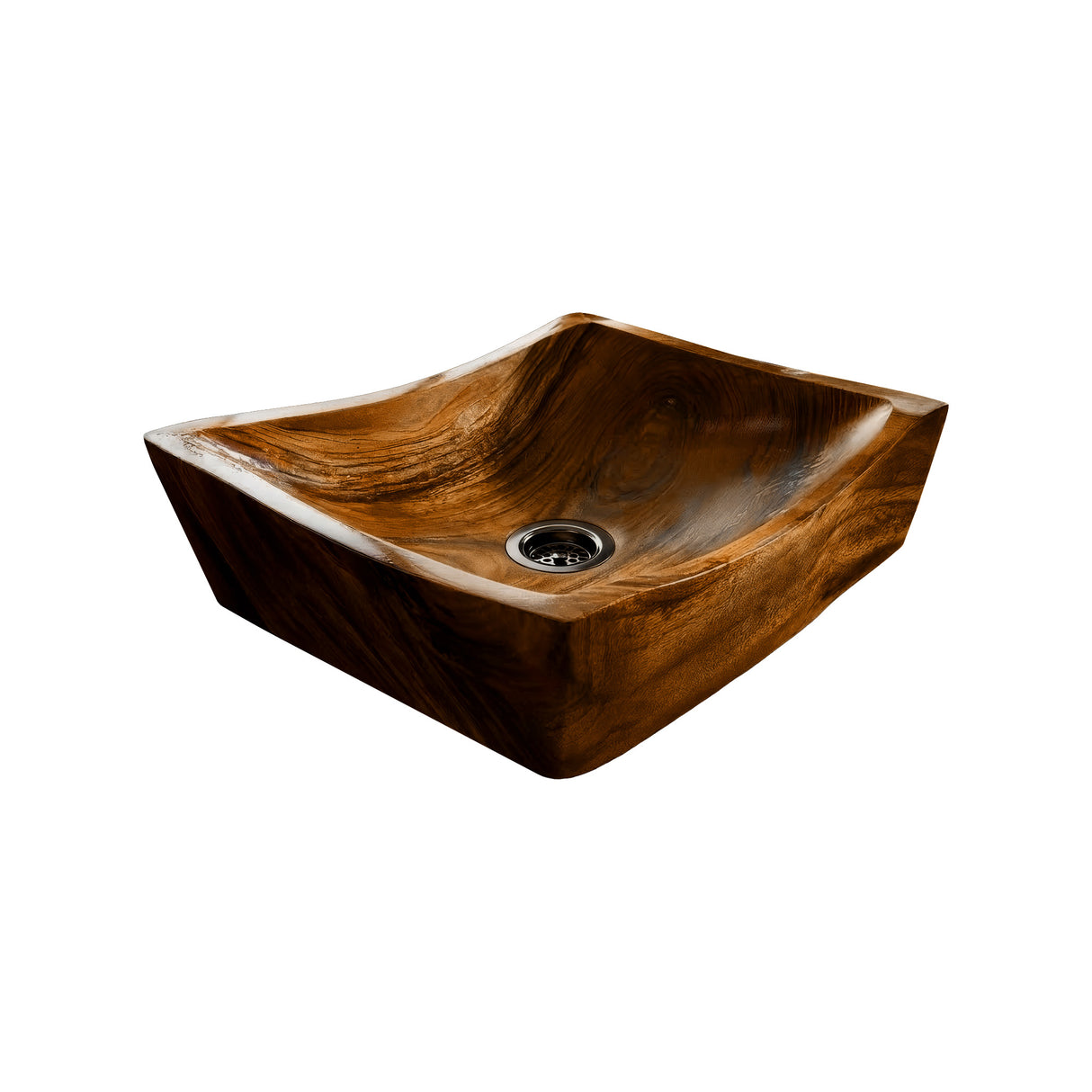Kaelric Sculpted Solid Wood Vessel Sink Brown - Timberustic Vessel Sinks