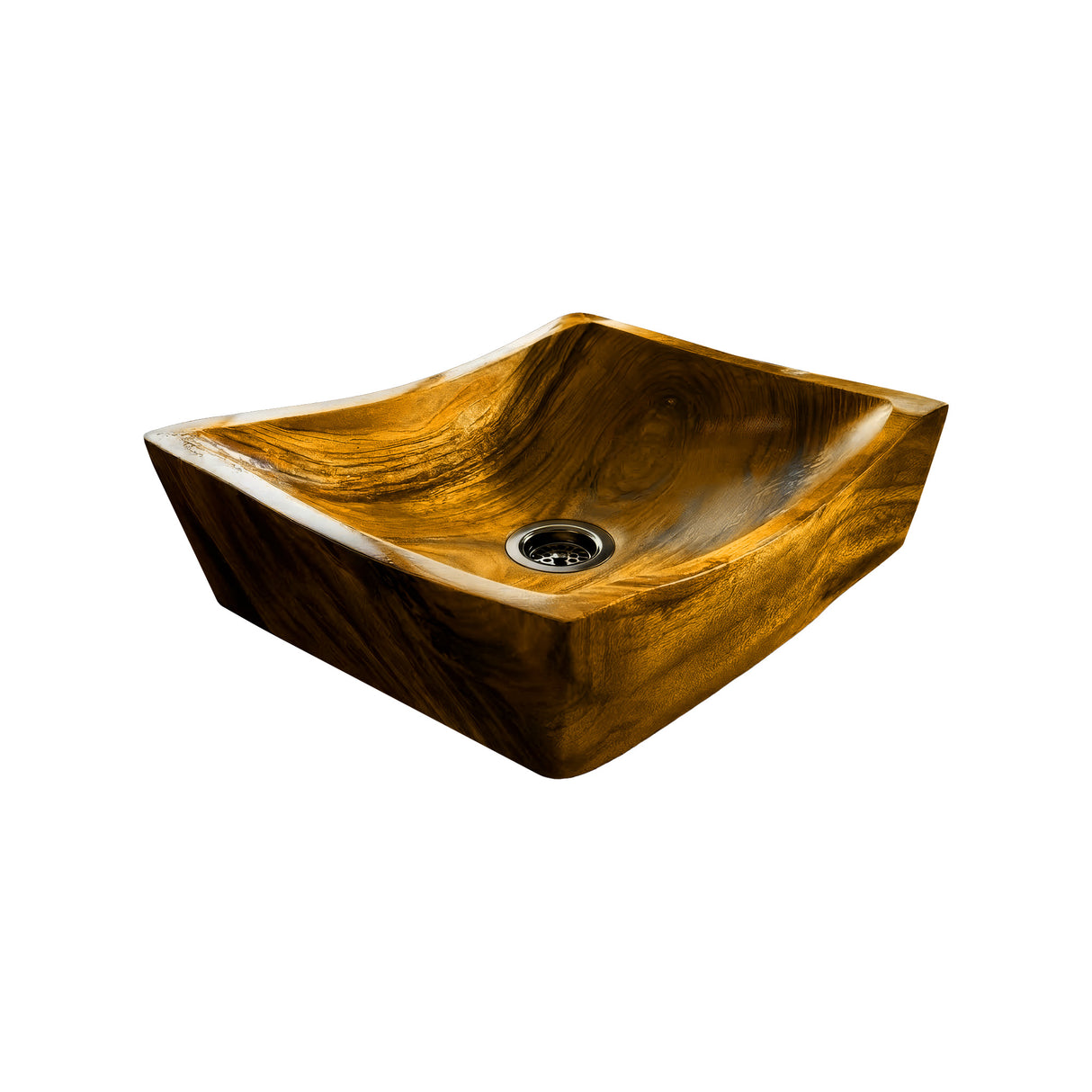 Kaelric Sculpted Solid Wood Vessel Sink Teak - Timberustic Vessel Sinks