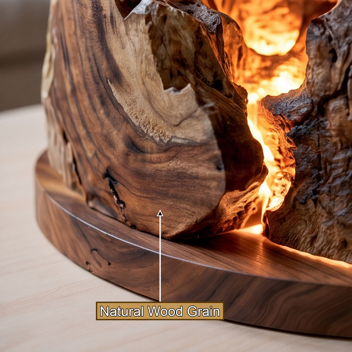 Kaelrith Sculpted Solid Wood Mountain Table Lamp