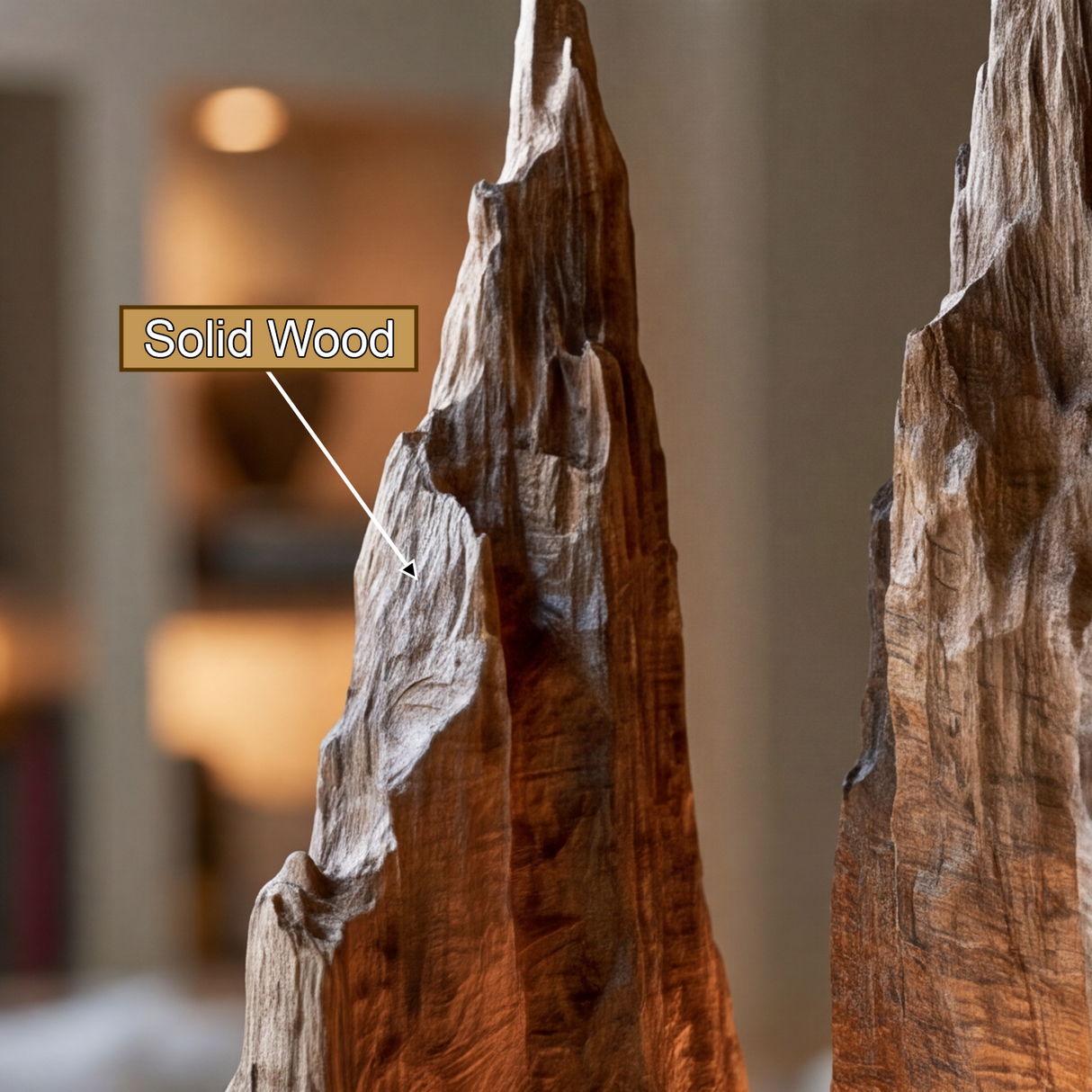 Kaelrith Sculpted Solid Wood Mountain Table Lamp