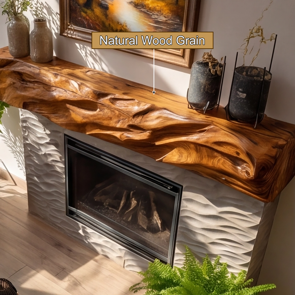 Kaelvorn Handcrafted Solid Wood Fireplace Mantel Shelf - Timberustic Fireplace Mantel Shelf