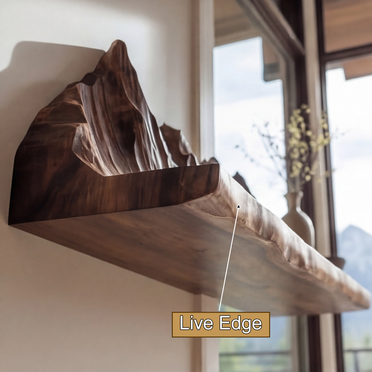 Kaelvorn Live Edge Solid Wood Mountain Floating Shelf SPA254893 - Timberustic Floating Shelf