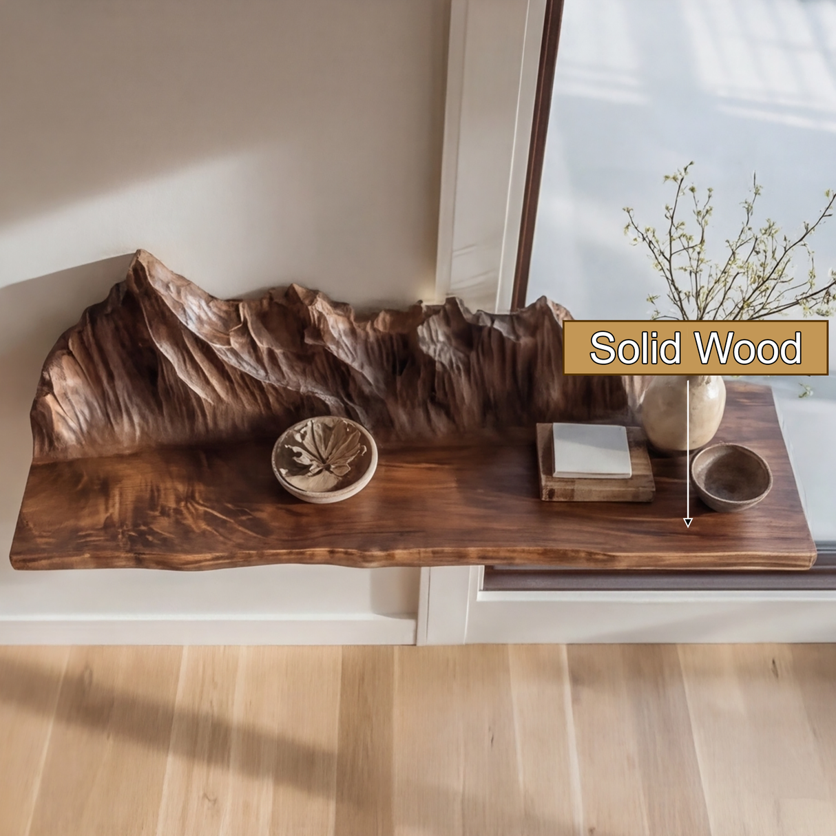 Kaelvorn Live Edge Solid Wood Mountain Floating Shelf SPA254893 - Timberustic Floating Shelf