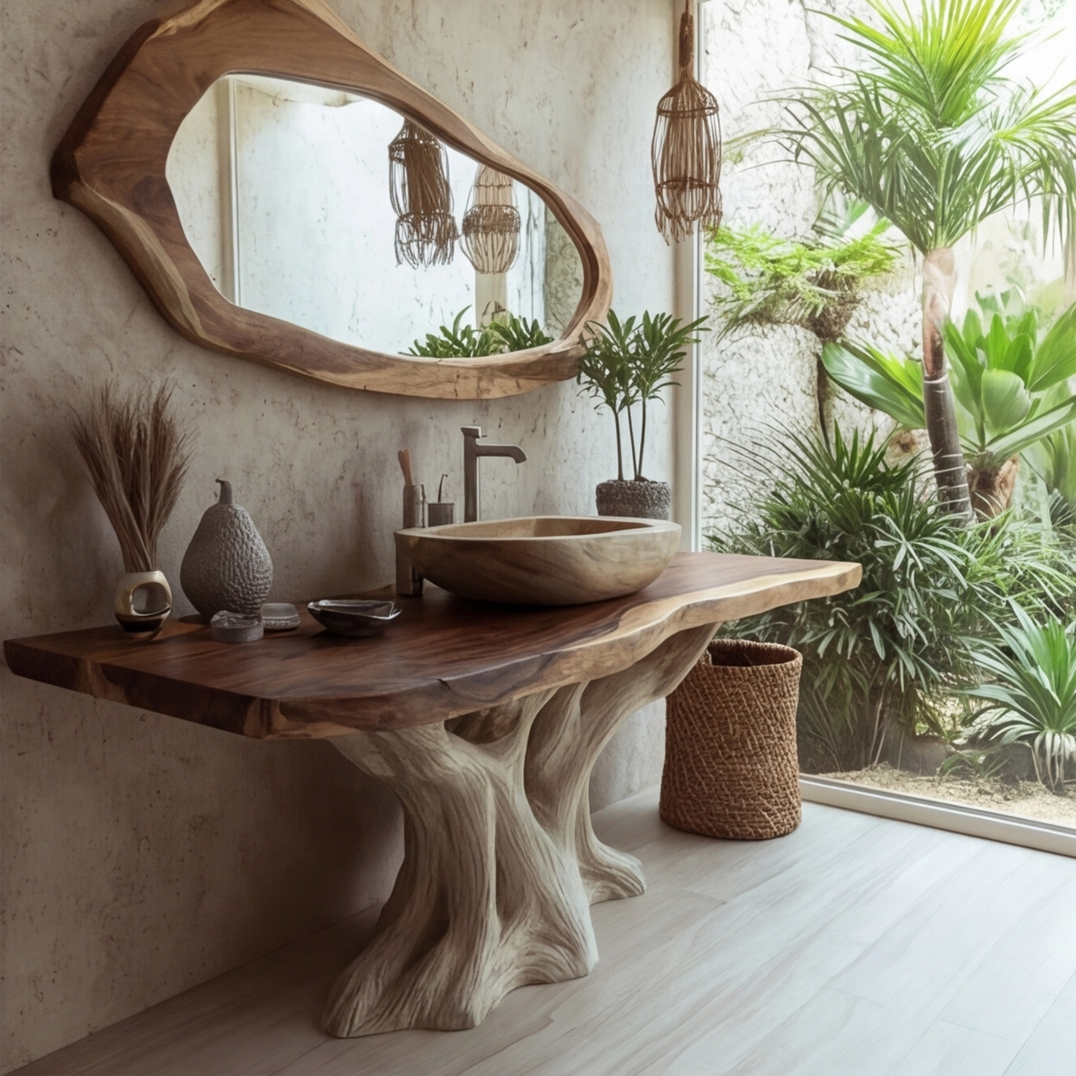 Kaevor Rootform Solid Wood Freestanding Bathroom Vanity SPA555566 - Timberustic Freestanding Bathroom Vanity