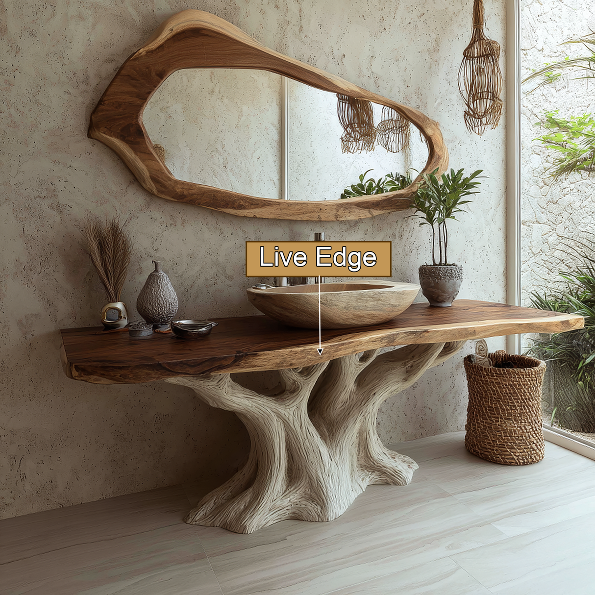 Kaevor Rootform Solid Wood Freestanding Bathroom Vanity SPA555566 - Timberustic Freestanding Bathroom Vanity