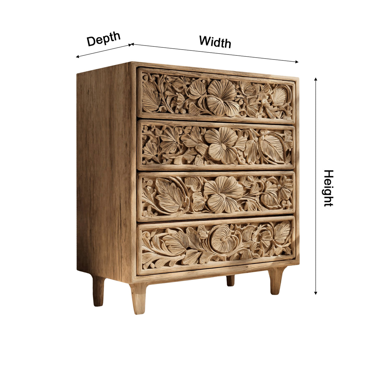 Kavana Hand-Carved Solid Wood Sideboard Cabinet