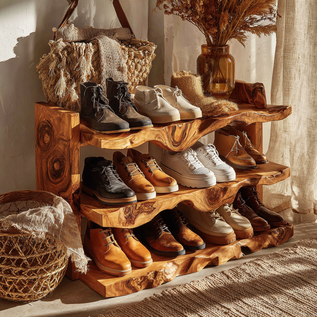 Kavaro Live Edge Solid Wood Shoe Rack - Timberustic Shoe Rack