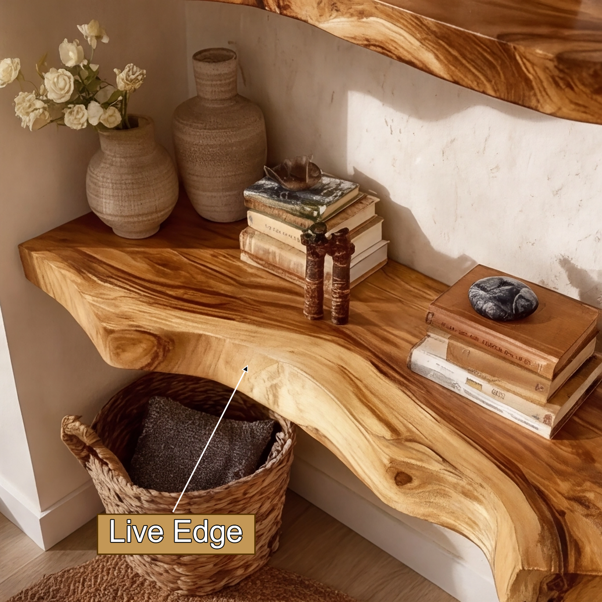 Kavion Live Edge Solid Wood Floating Shelf SPA486225 - Timberustic Floating Shelf